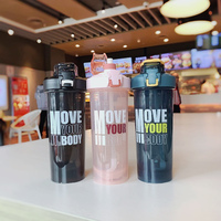 Vente en gros Rose 800ML sans BPA Logo personnalisé en plastique Gym Fitness Workout Paille Protéine Shaker Bouteille avec boule de mélange en plastique