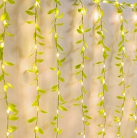 TSINYE Plante Artificielle Feuille Verte De Noël Halloween Vacances Chaîne Led Éclairage Intérieur Extérieur Fée Lumières Rideau Lampe