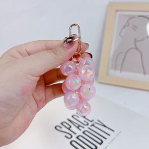 Colorful Crystal Grape Keychain Cute Summer Phone Bag Charm Cute Car <b>Key</b> Holder for Women Plastic <b>Key</b> <b>Chain</b> Keyring - Product Image 5