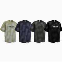 Camiseta de Hombre Oversize YKH 245GSM 100% Algodón con Efecto Desgastado, de Alta Calidad, con Logotipo Personalizado, a la Moda, Lavado Ácido, para Verano