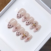 Uñas Postizas de Lujo Hechas a Mano, 10 Piezas, Cortas, Almendradas, Diseño Ojo de Gato y Leopardo, Acrílicas 3D, Reutilizables, Personalizadas, Venta al Por Mayor
