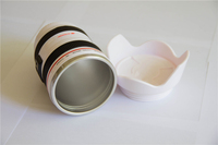 Tasse à eau créative en acier inoxydable en forme d'objectif d'appareil photo, tasse à café portable pour voyage en extérieur, avec logo personnalisé, vaisselle de boisson