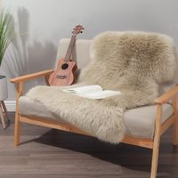 Grande Taille 110cm Tapis en Fourrure de Mouton d'Australie 100% Naturelle, Moderne, Écologique, en Peau de Mouton Véritable, Tapis en Laine Doux et Moelleux