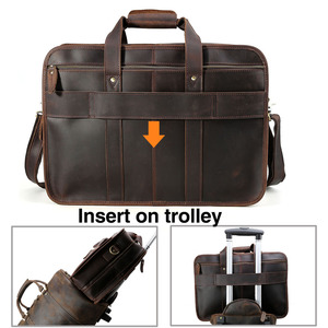 TIDING vente chaude grande capacité Vintage marron clair rétro Crazy Horse <span class=keywords><strong>cuir</strong></span> sac de messager hommes mallette pour ordinateur portable sac - Product Image 4