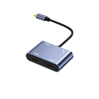 Adaptor Pengisian Daya Kacamata AR 4 in 1, 2 Port Tipe C Keluaran USB 3.0 PD 100W 4K 60Hz 5Gbps USB Hub untuk Konsol Genggam, Ponsel, Tablet, PC