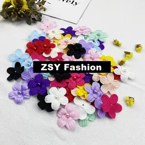 ZSY 3,5 centímetros pérola 3D colorido pequena flor acessórios para roupas saco sapatos e hairbands