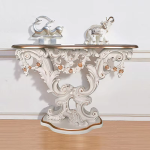 Consolle d'ingresso in legno massello stile europeo francese americano con motivi intagliati, lamina d'argento, colore scuro, per corridoio o uso a <span class=keywords><strong>parete</strong></span> - Product Image 3
