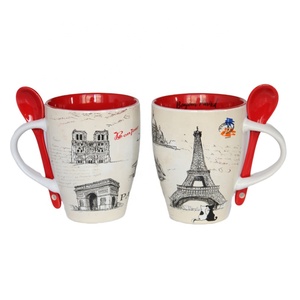 Fabricant Tasse à café en céramique souvenir personnalisée <span class=keywords><strong>Paris</strong></span> Tour Eiffel Design Vintage Tasses en porcelaine avec cuillère - Product Image 1