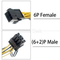 Kabel PCIe PCI Express 18AWG Tembaga Murni Splitter 6 PIN Female ke Dual 8 PIN 6+2 Male untuk Kartu Grafis GPU