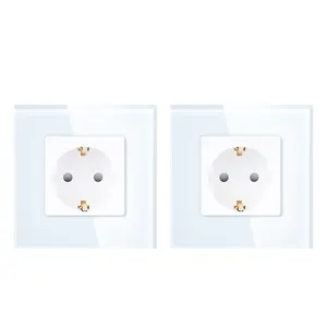 French Socket 16A Wall Socket With Contact Shutter White Color wall sockets and switches