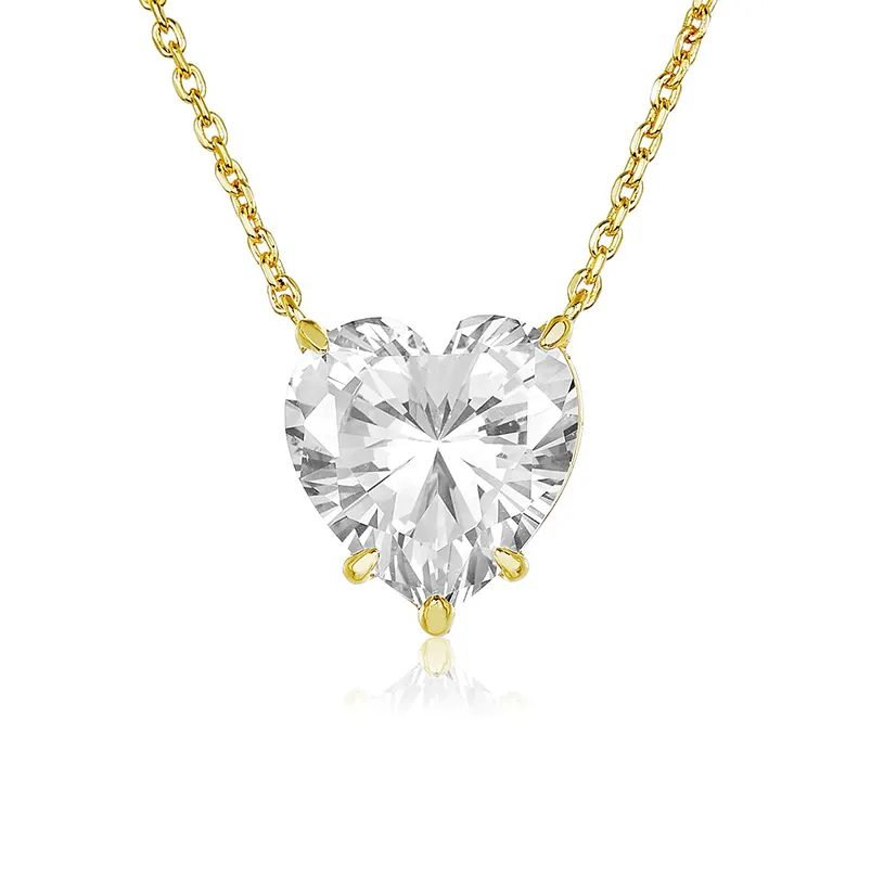 Gemnel bridal jewelry 925 silver 18k gold plated heart birthstone cubic zirconia necklace