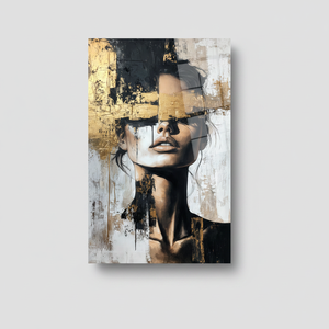 Golden Woman Tempered Glass <b>Wall</b> Art: Modern Portrait Printed <b>Canvas</b>,TEMPERED GLASS ART - Product Image 2