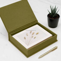 Boîte Cadeau Rigide en Carton avec Fermeture Magnétique, Emballage USB pour Album Photo en Lin Vert et Taille Personnalisée