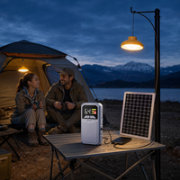 Kit d'éclairage solaire domestique 4 ampoules LED Panneau solaire monocristallin Batterie au lithium Sortie USB DC pour maison, urgence, camping