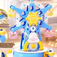 QS Puzzle Gear Ferris Wheel Music Box Gear Assembly Toy Electric and Hand Cranked Three Gear Rotating Model