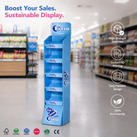 Présentoir de sol promotionnel en carton portable pour produits de santé bucco-dentaire, format client, avec plateau en papier pour point de vente