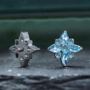 Giometal ASTM F136 Piercing en titane, bijou de corps pour piercing d'oreille hélix, avec gemmes en <span class=keywords><strong>grappe</strong></span> marquise et embout supérieur fileté interne - Product Image 6