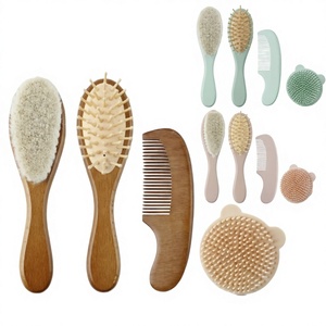 Set de Baño para Bebé: Champú, Cojín de Madera de Haya Suave, Peine de Masaje, Cepillo de Silicona con <span class=keywords><strong>Dientes</strong></span> Finos, Cepillo Pequeño con Bolsa de Aire - Product Image 1