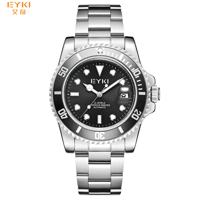 Luxury Brand EYKI Mechanical Watch Men Business Stainless Steel Back Date Automatic Watches for Men