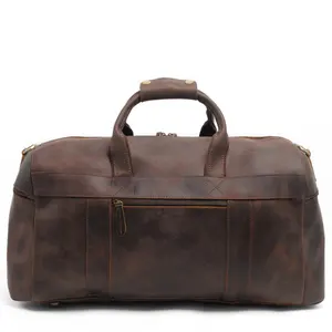 Vendita caldo retro brown spalla del cuoio genuino impermeabile borsone da viaggio grande sacchetto di sport