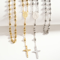 CYNYA 59 pièces en acier inoxydable vierge marie chapelet mâle non terni femelle titane acier crucifix collier chaîne de cavalier