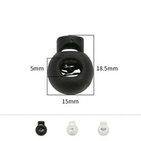 Stoppeur de cordon en plastique noir en forme de boule avec verrou de cordon et finition sans nickel pour sangle de sac et extrémité de cordon