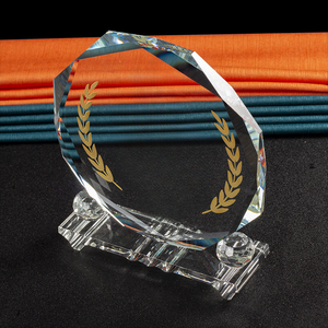 Honor of Crystal Octogone <span class=keywords><strong>Plaque</strong></span> en verre vierge Awards K9 Trophée en cristal personnalisé avec double base transparente - Product Image 2