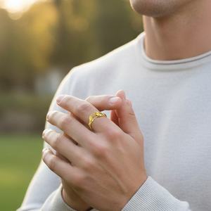 Anelli in Argento Sterling 925 Placcati <span class=keywords><strong>Oro</strong></span> 18K con Fascia Interna in Smalto Nero, Anello Aperto Regolabile con Citazione d'Amore e Cuore per Donne - Product Image 6