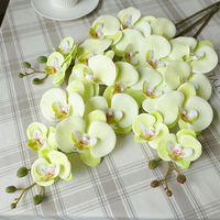 Sampel Gratis Siap Kirim Grosir Murah 7 Tangkai Bunga Anggrek Phalaenopsis Lateks dengan Batang Panjang untuk Dekorasi Pernikahan dan Rumah