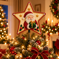 Décorations d'arbre de Noël Pafu : étoile perlée, Père Noël, renne, pain d'épices, perles, diamants, ensembles de décorations pour le sommet de l'arbre de Noël, kits de bricolage pour le sommet de l'arbre de Noël