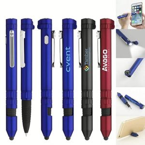 Stylo multifonction 6-en-1 avec logo personnalisé, stylet, support de téléphone et tournevis - Product Image 2