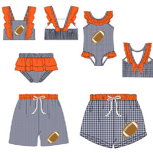 Bébé garçon fille Louisiane Collegiate Football Applique deux pièces <span class=keywords><strong>maillot</strong></span> <span class=keywords><strong>de</strong></span> <span class=keywords><strong>bain</strong></span> violet or vichy troncs enfant en bas âge famille maillots <span class=keywords><strong>de</strong></span> <span class=keywords><strong>bain</strong></span> - Product Image 4