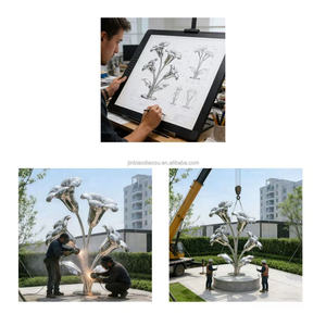 Esculturas Personalizadas de Flor de <span class=keywords><strong>Trompeta</strong></span>/Gloria de la Mañana en Acero Inoxidable, Decoración de Paisajes Exteriores, Adornos con Impresión Digital y Fundición - Product Image 6