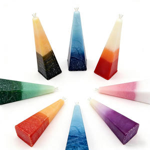 カラフルなピラミッド型のハヴダラキャンドル、業務用、丈夫でクラシックな3芯、煙の出ない、安息日、ホリデー、ハヴダラセレモニー用のユダヤ教のキャンドル - Product Image 4