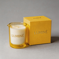 Contenant de bougie vide de 6 oz bleu unique avec bec verseur pour massage et couvercle en bambou, pour l'exportation mondiale en gros de fournitures pour bougies