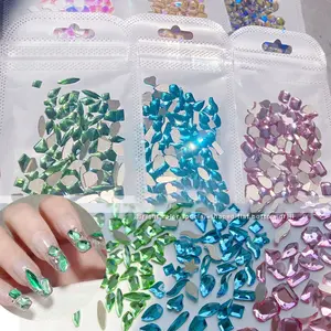 Paso Sico Primavera Verano AB rosa azul púrpura de cristal de vuelta al azar mixto 100 unids/bolsa de clavo de cristal de diamantes de imitación para DIY