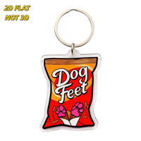 Pendentif acrylique amusant en forme de paquet de chips factices avec pattes roses, idéal pour clés, sacs, sacs à dos, cadeau pour les amoureux des chiens et les fans de mèmes
