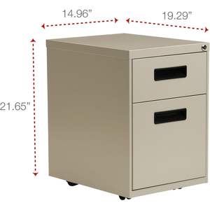 Alera Two-Drawer Metal Pedestal File 14 7/8w X 19 1/8d X 21 3/4h Putty Adjustable Movable for Office Workshop Use <b>Plastic</b> Steel - Product Image 2