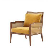 Fauteuil de jardin en PU style nordique et chinois, avec revêtement en rotin de bambou, pour hôtel et maison d'hôtes, en stock
