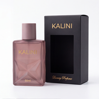 Flacon de parfum de luxe 50 ml en verre carré vide avec atomiseur et boîte, personnalisable avec logo pour ligne de parfums
