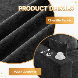 Sofá Cama Modular Extra Grande de 4 Plazas con Otomana, Sin Ensamblaje, Sofás de Pana con Chaise Longue - Product Image 3