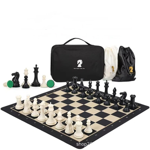 Venta directa del fabricante, alta calidad, <span class=keywords><strong>Staunton</strong></span> empeora, pieza de ajedrez de plástico ABS, tablero de ajedrez de goma, bolsa con cremallera - Product Image 1