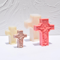 Moule en silicone pour bougies en cire de soja, 3 pièces, statue de Jésus, croix antique européenne, sculpture de buste, qualité alimentaire, réutilisable, antiadhésif, résistant à la chaleur