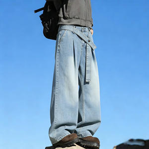 Jean ample et droit respirant pour homme, coupe décontractée, jambe large, en denim épais, collection Printemps 2026, style streetwear pour adolescent, vente en gros - Product Image 2