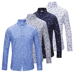 Wholesale men's inventory of high quality shirts print casual shirt dress long sleeves Camisas de hombre