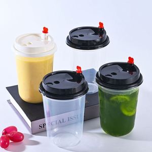 Gobelet en plastique jetable transparent en PP de 500 ml (90-16 oz) avec couvercles, forme en U, pour boissons froides, thé au lait Boba, café, avec logo personnalisé - Product Image 4