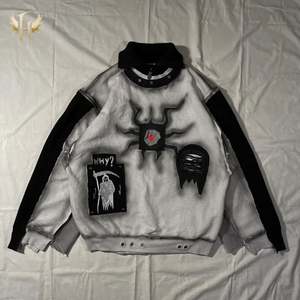 เสื้อฮู้ดสองชั้นปะติดแผ่นสีตัดกันตามสั่งเสื้อมีฮู้ดเย็บปะติดแขนเสื้อขอบสามชั้น - Product Image 2