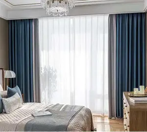 Cortinas de janela de poliéster, grossa, para quarto e sala de estar