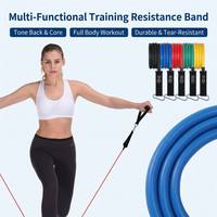 Set de Bandas de Resistencia TPE de 11 Piezas, 150LB, Equipo de Gimnasio Portátil con 5 Bandas, 2 Agarraderas, Correas para Tobillos y Anclaje para Puerta