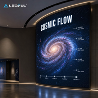 Mur LED incurvé du sol au plafond P3.91 pour galerie d'art numérique Galaxy avec modules flexibles légers Installation fixe
